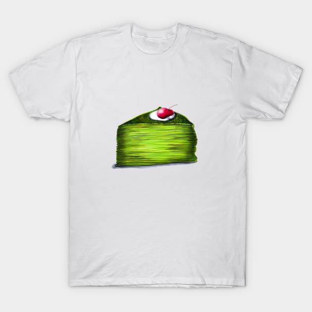 Green Cherry Crepe Cake, T-Shirt by Svetlana Pelin